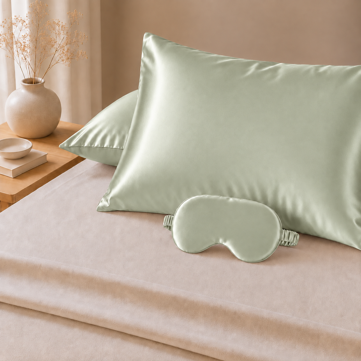 Mulberry Silk Eye Mask - 22 Momme - Golden Olive