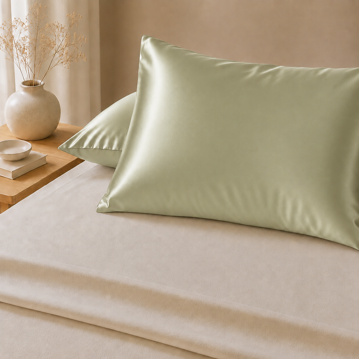 22 Momme Mulberry Silk Pillowcase – Hidden Zip – Golden Olive