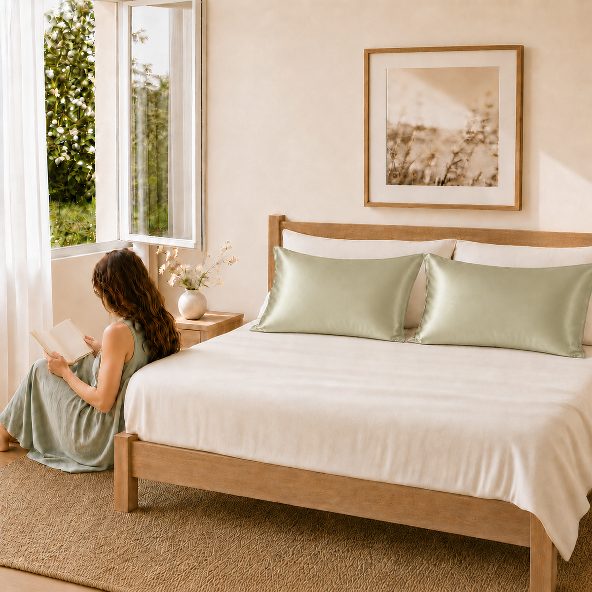 22 Momme Mulberry Silk Pillowcase – Hidden Zip – Golden Olive