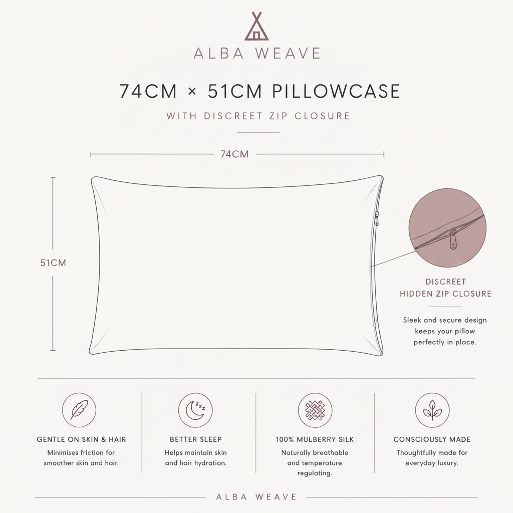 22 Momme Mulberry Silk Pillowcase – Hidden Zip – Silver Mist