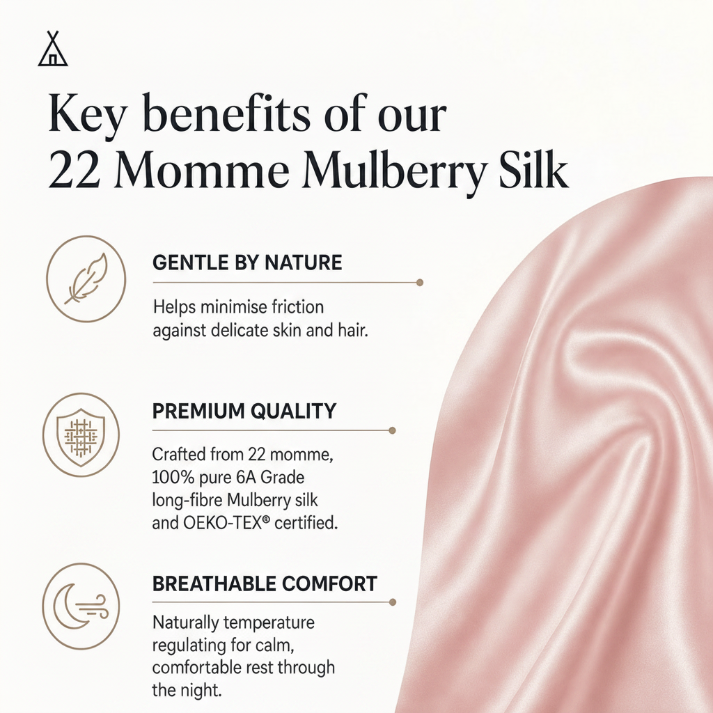 22 Momme Mulberry Silk Pillowcase – Envelope – Rose Quartz