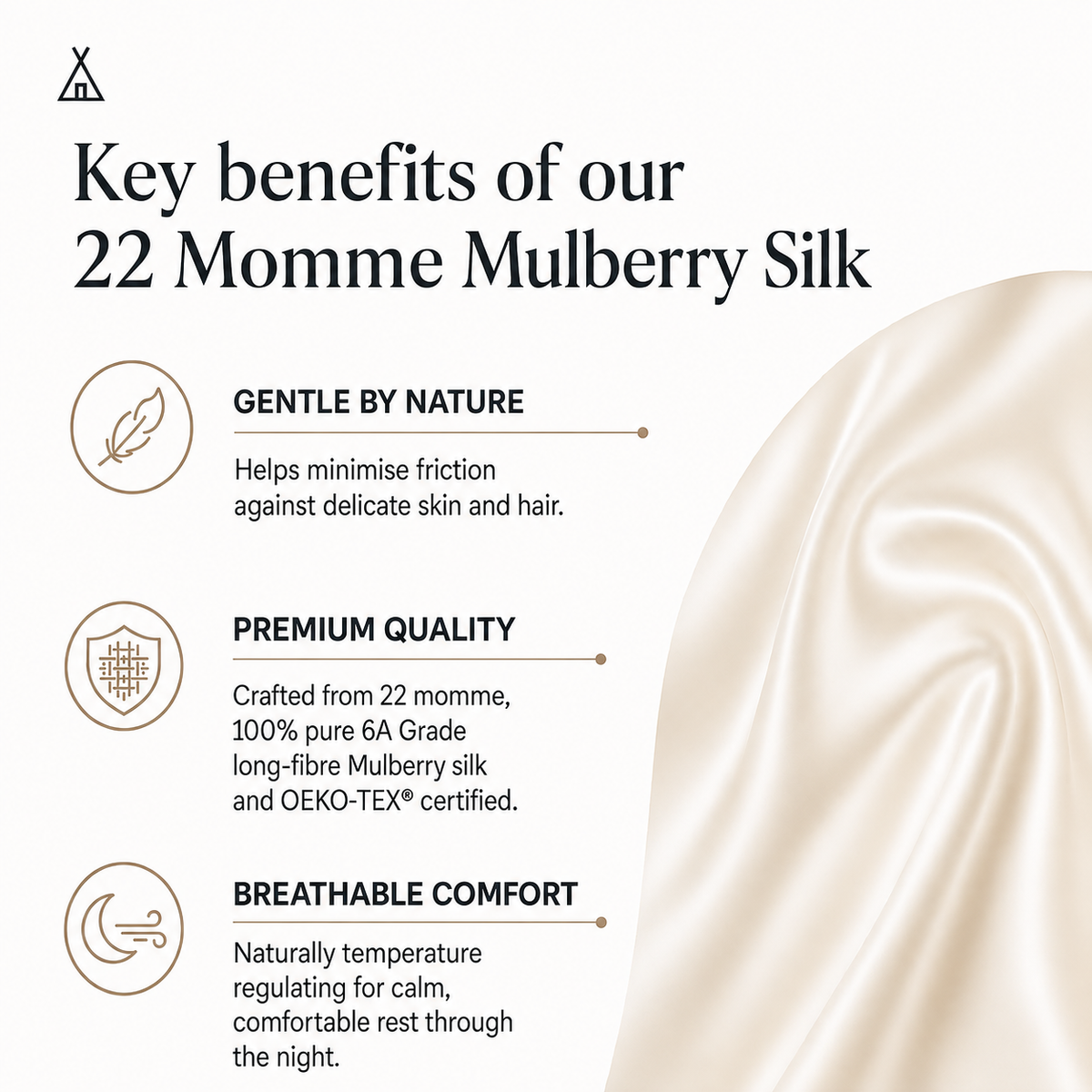 22 Momme Mulberry Silk Pillowcase – Envelope – Soft Ivory