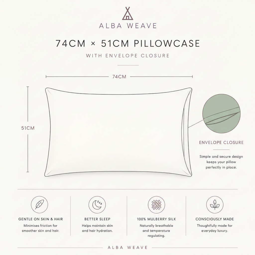 25 Momme Mulberry Silk Pillowcase – Envelope – Champagne Pearl