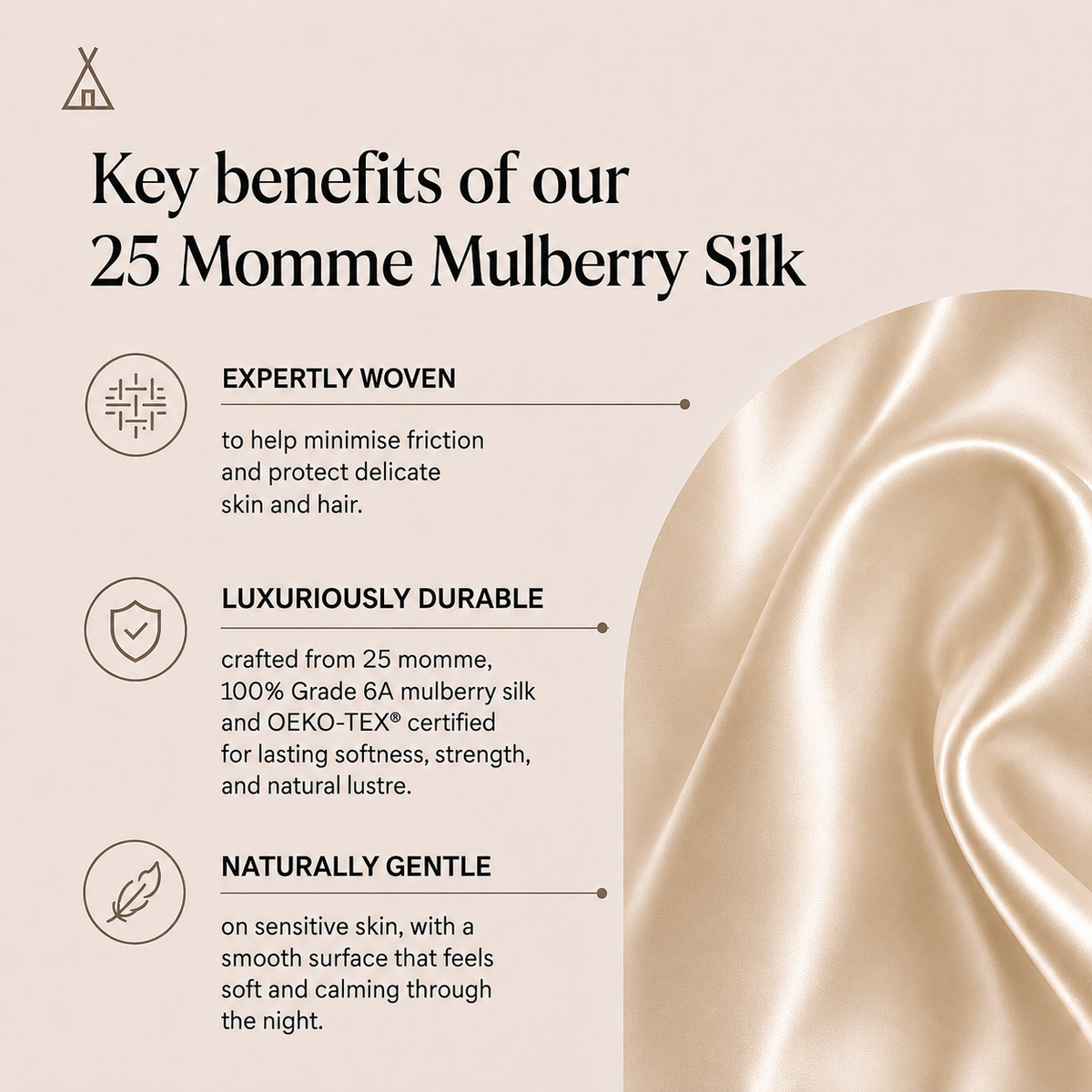 25 Momme Mulberry Silk Pillowcase – Envelope – Champagne Pearl