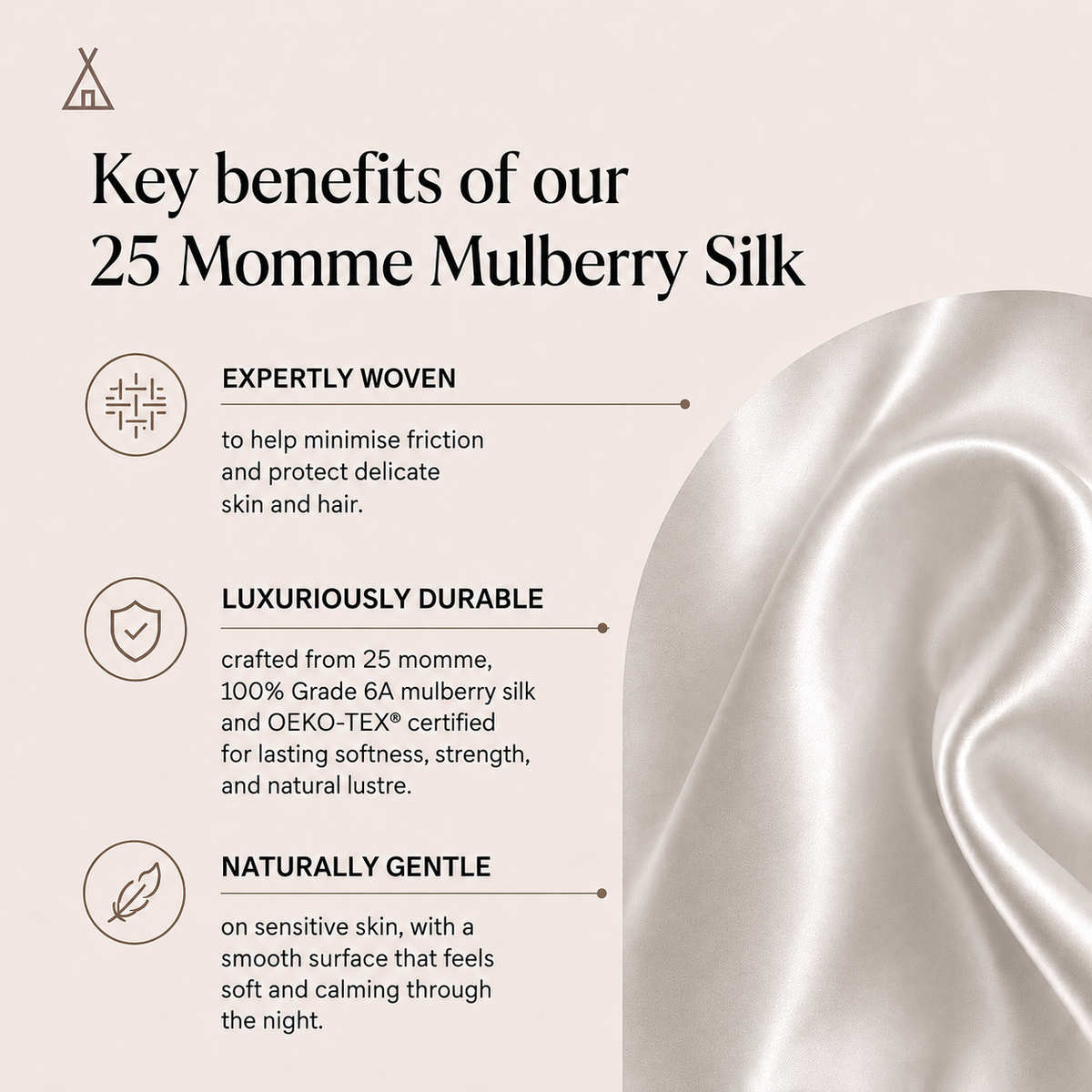 25 Momme Mulberry Silk Pillowcase – Envelope – Platinum Pearl