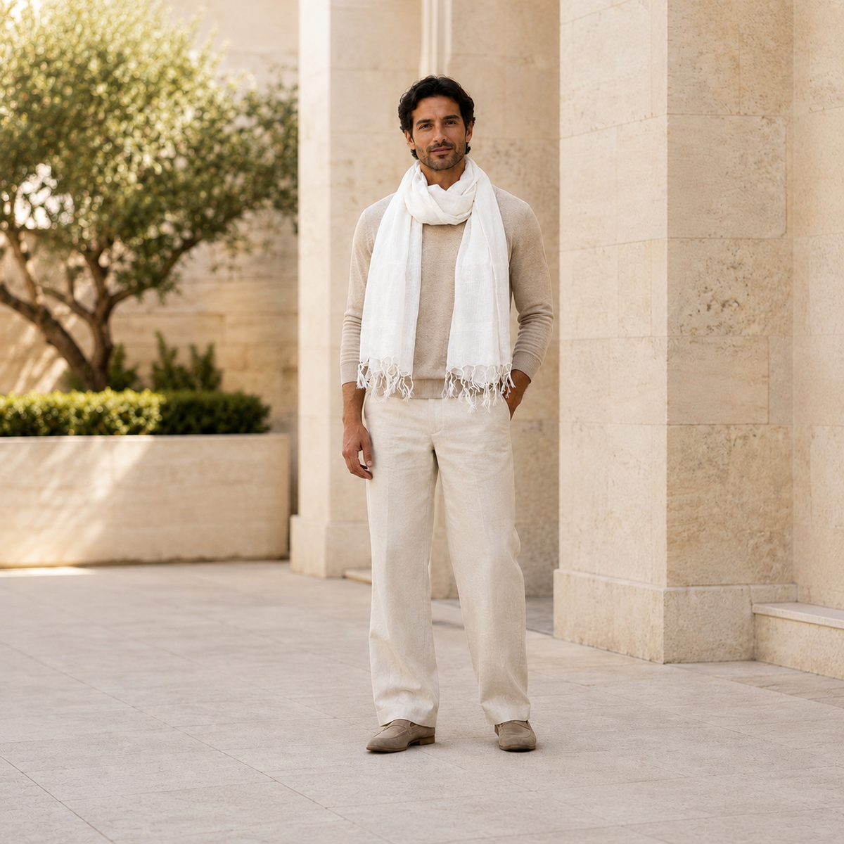 Powder Sky Serenity — Linen & Mulberry Silk