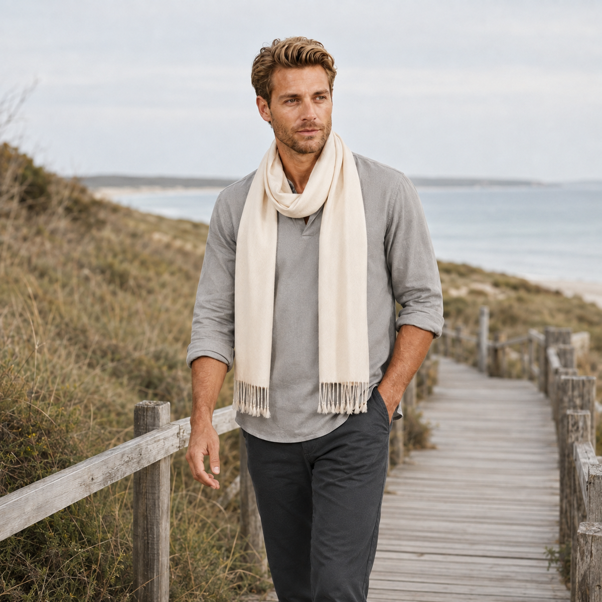 Cotton Twill Scarf – Natural White