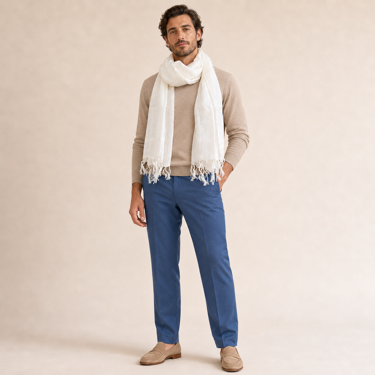 Linen Scarf – Natural White