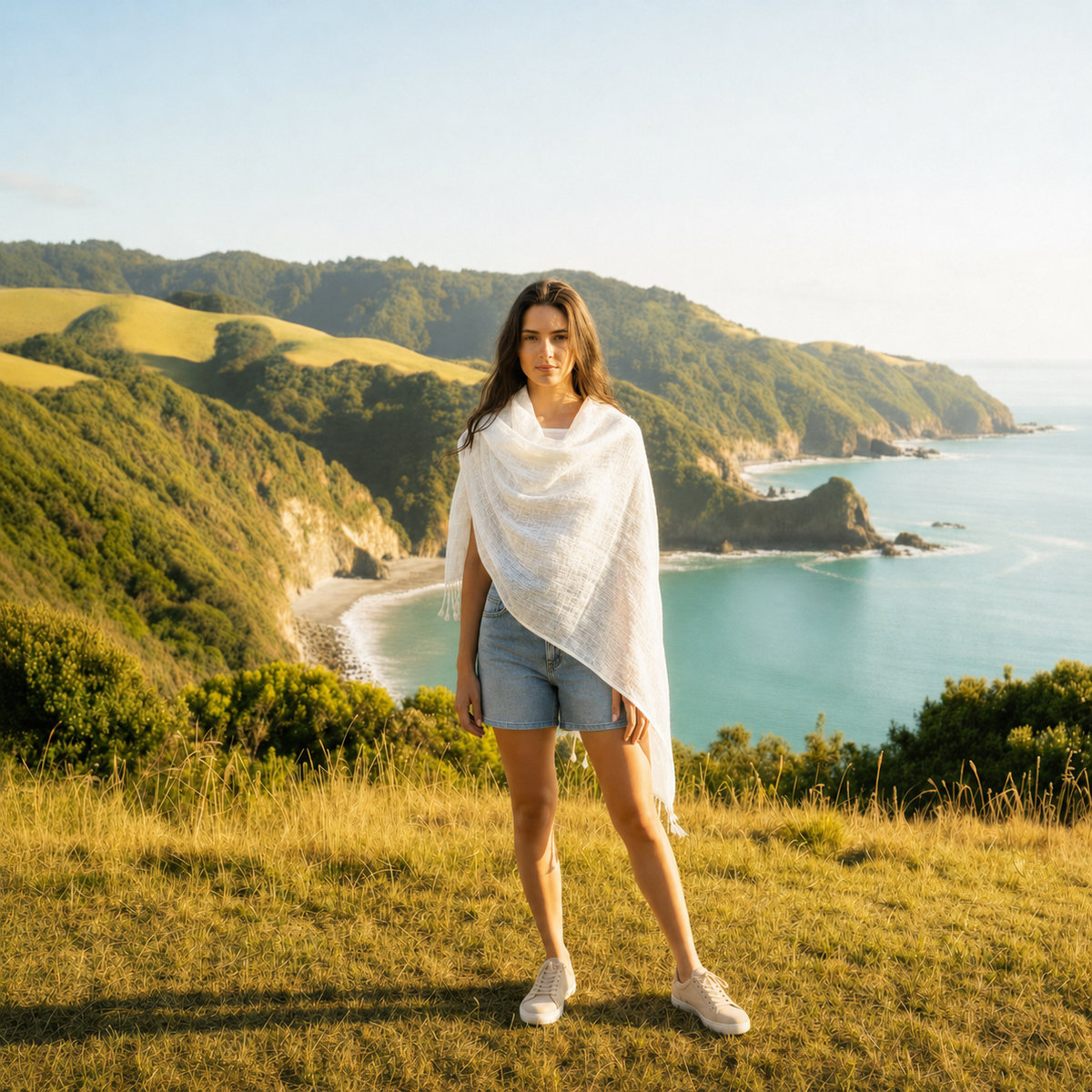 Linen Scarf – Natural White