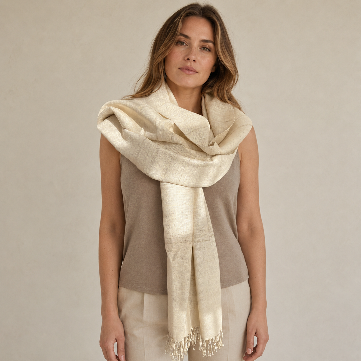 Peace Silk Scarf – Natural