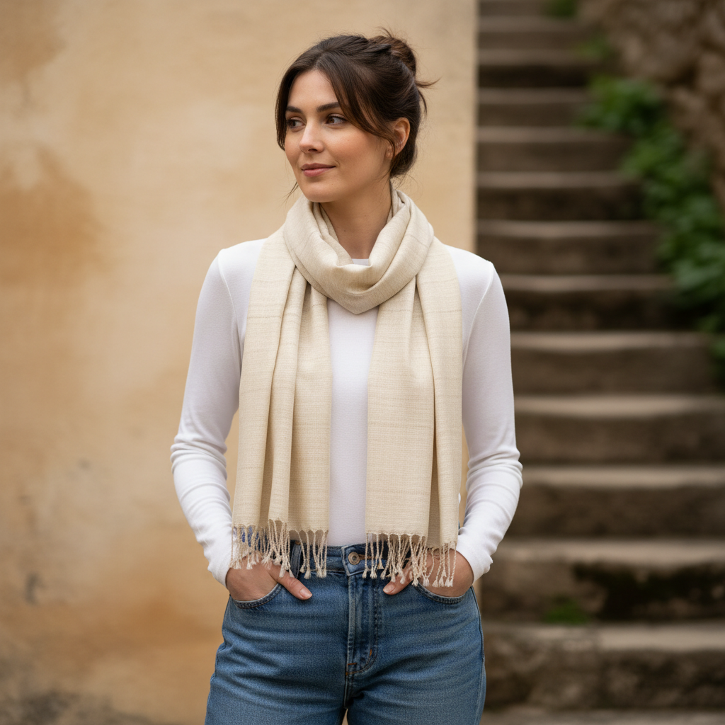 Peace Silk Scarf – Natural