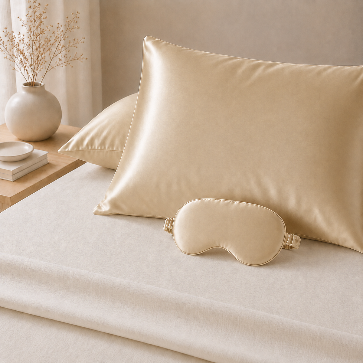 Mulberry Silk Eye Mask - 22 Momme - Champagne Gold