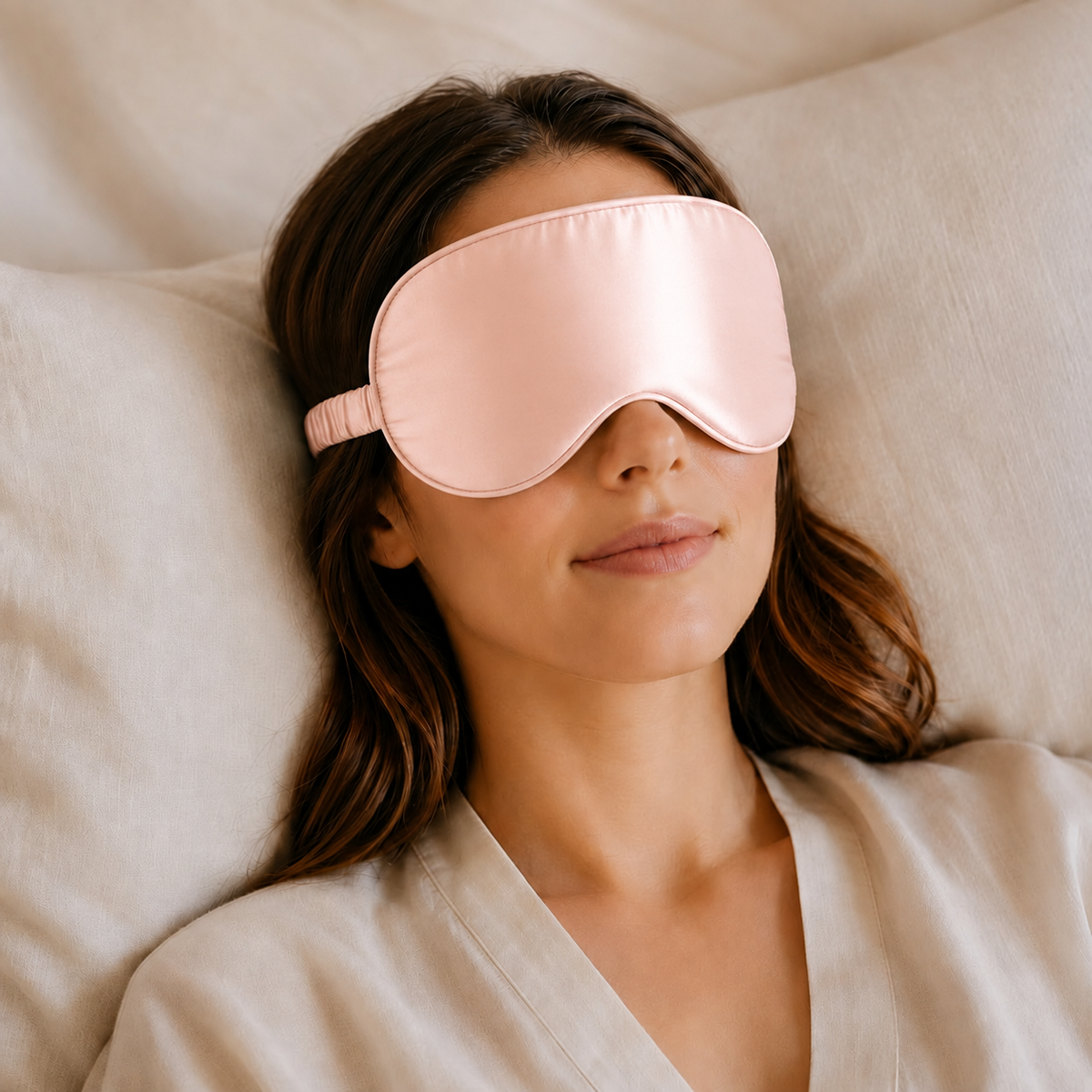 Mulberry Silk Eye Mask - 22 Momme - Peach Blush