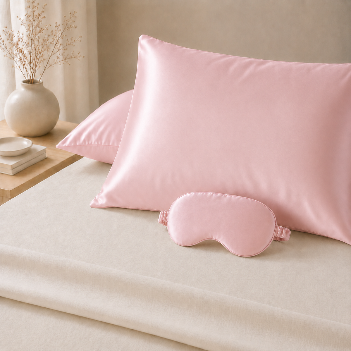 Mulberry Silk Eye Mask - 22 Momme - Rose Quartz