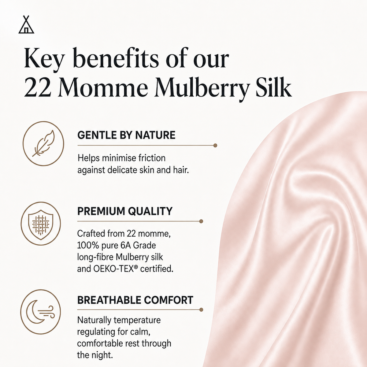 Mulberry Silk Eye Mask - 22 Momme - Peach Blush