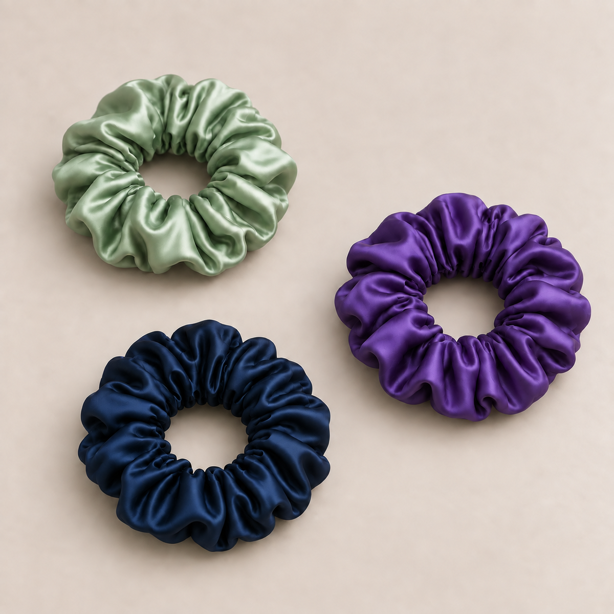 Colour Edit — Mulberry Silk Scrunchie Set of 3