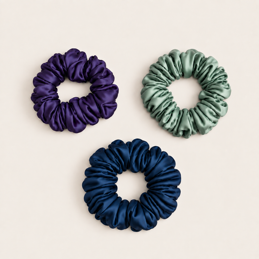 Colour Edit — Mulberry Silk Scrunchie Set of 3