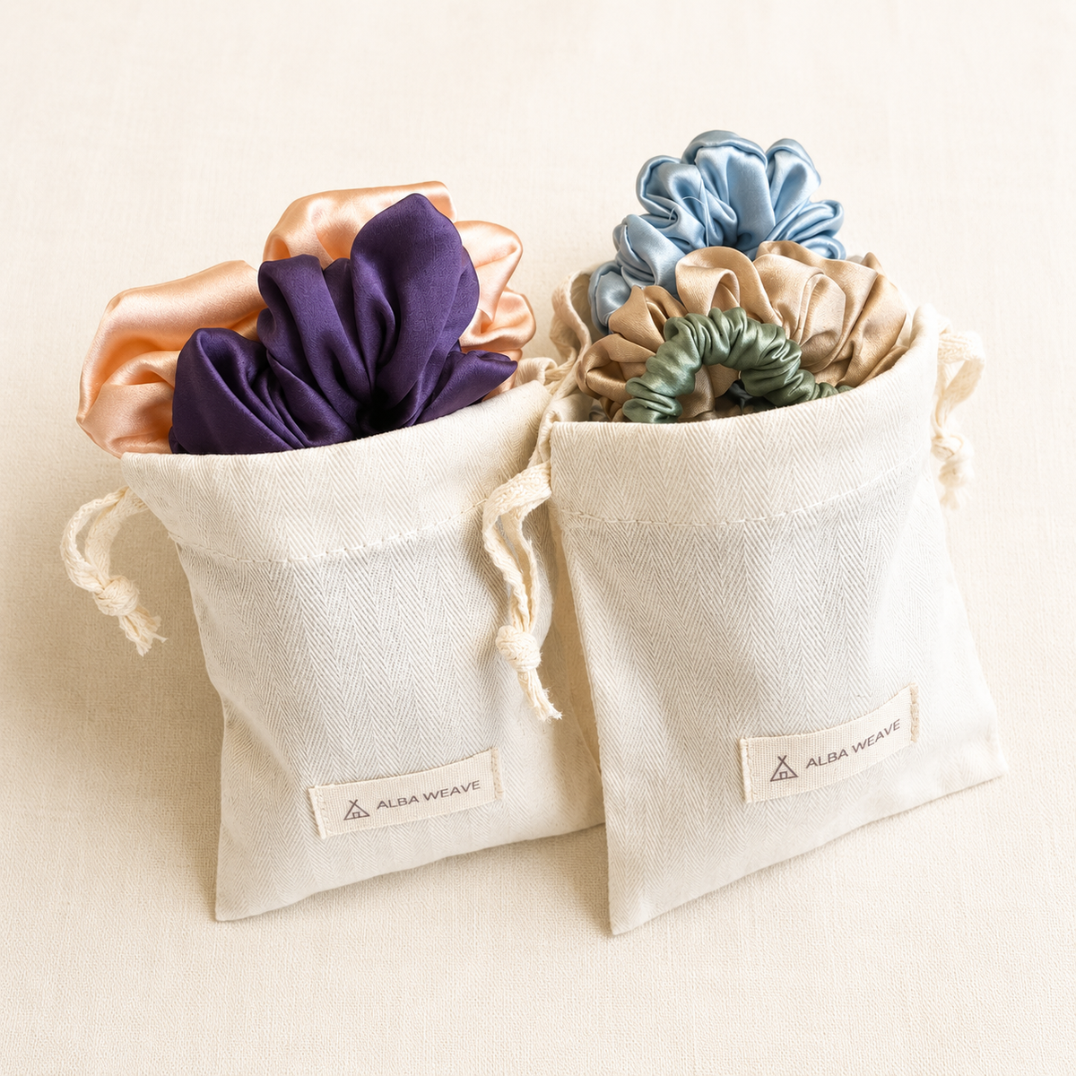 Radiance Collection — Mulberry Silk Scrunchie Set of 5