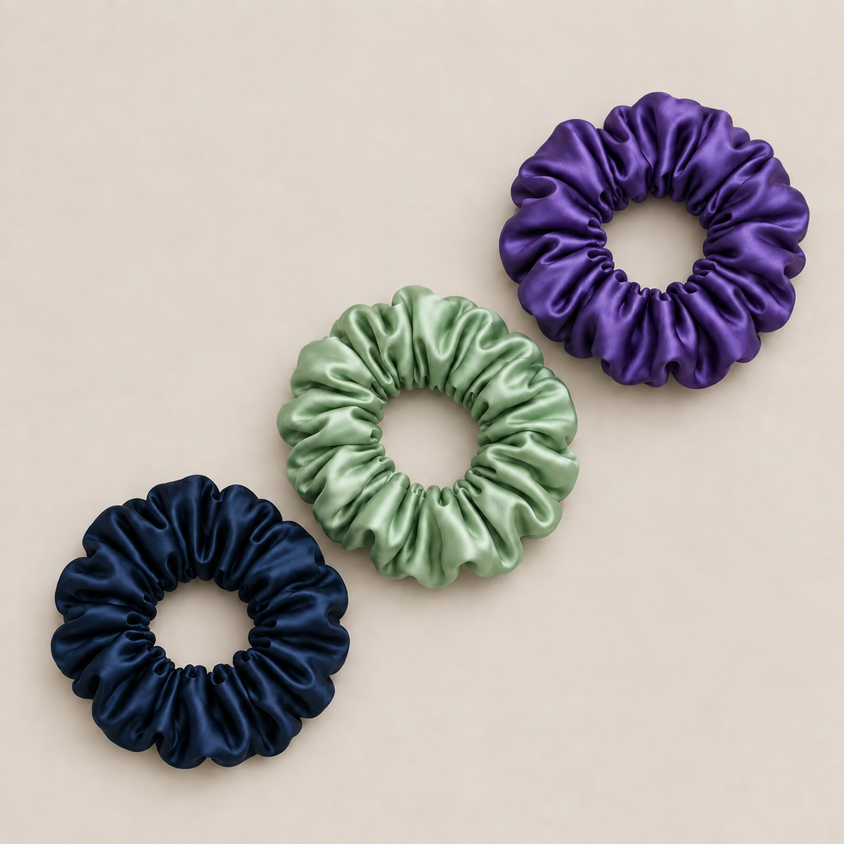 Colour Edit — Mulberry Silk Scrunchie Set of 3