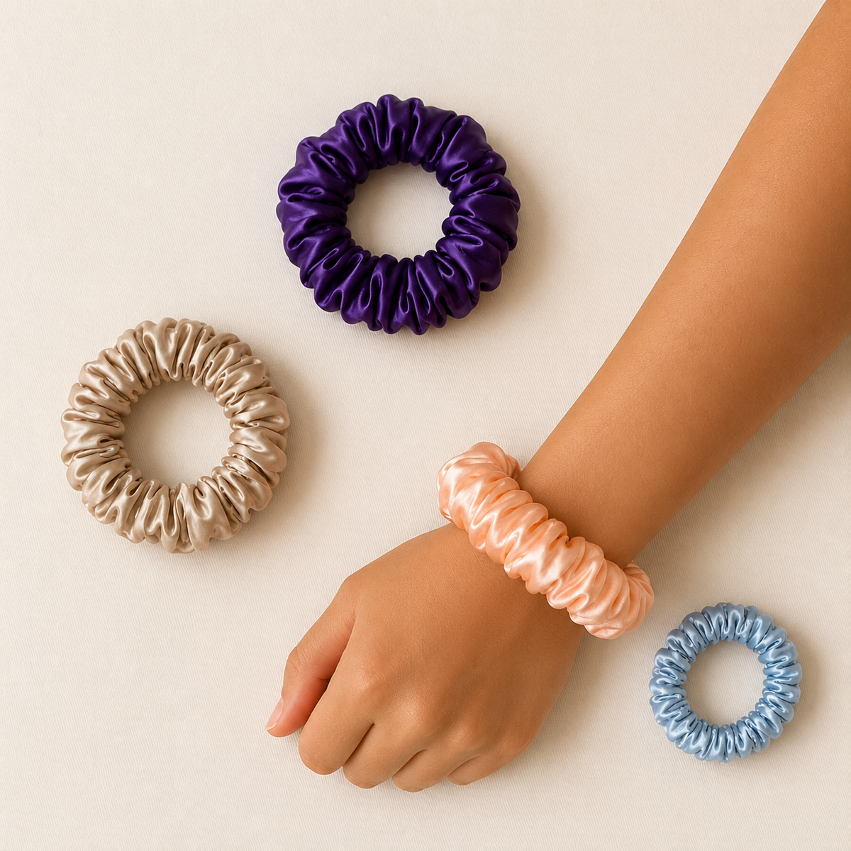 Elegance Collection — Mulberry Silk Scrunchie Set of 4