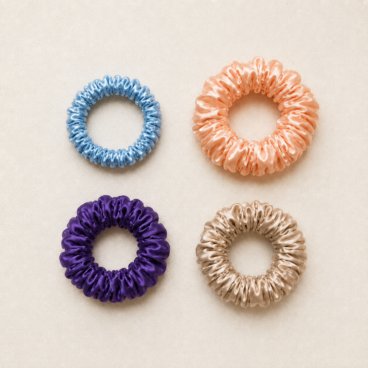 Elegance Collection — Mulberry Silk Scrunchie Set of 4
