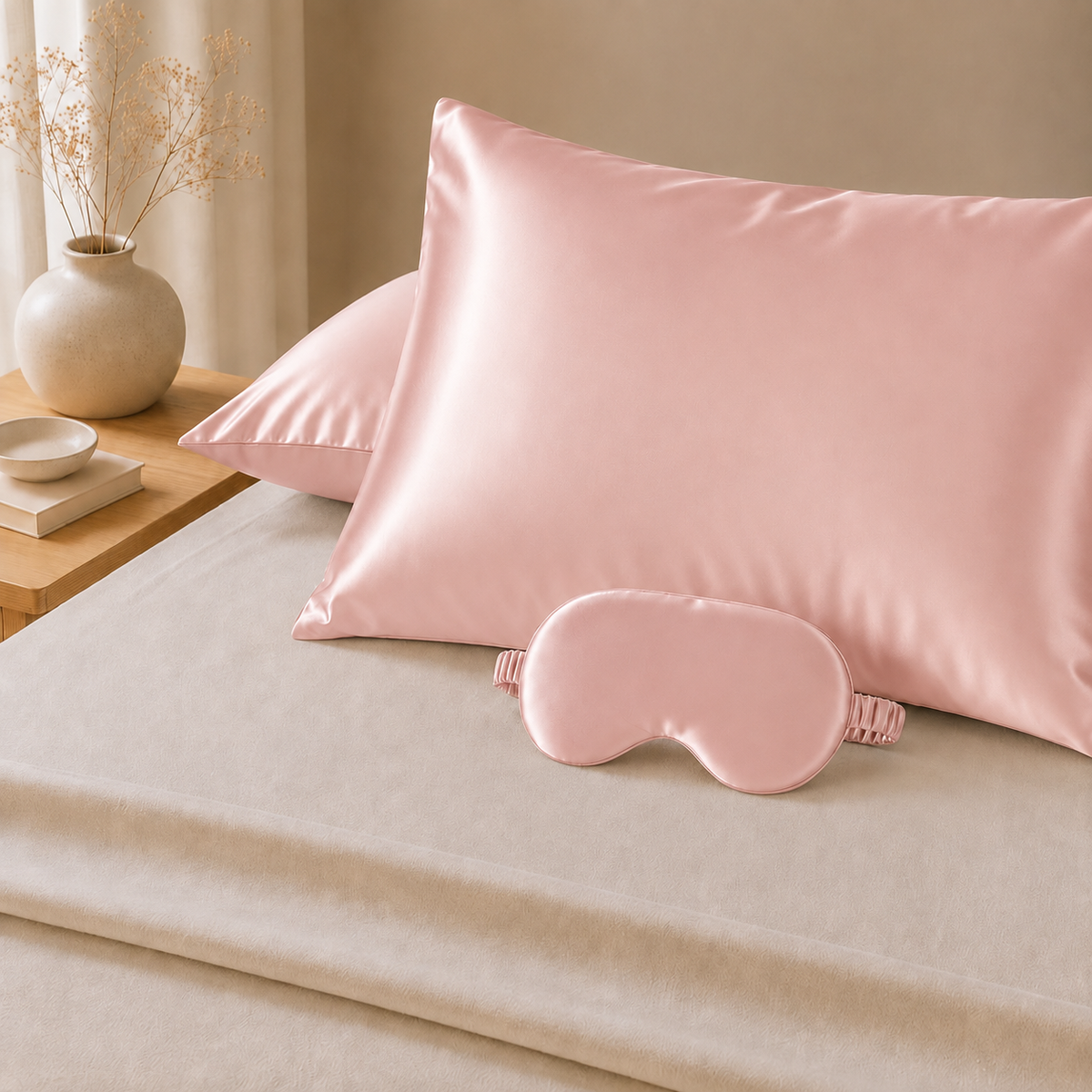 Mulberry Silk Eye Mask - 22 Momme - Peach Blush